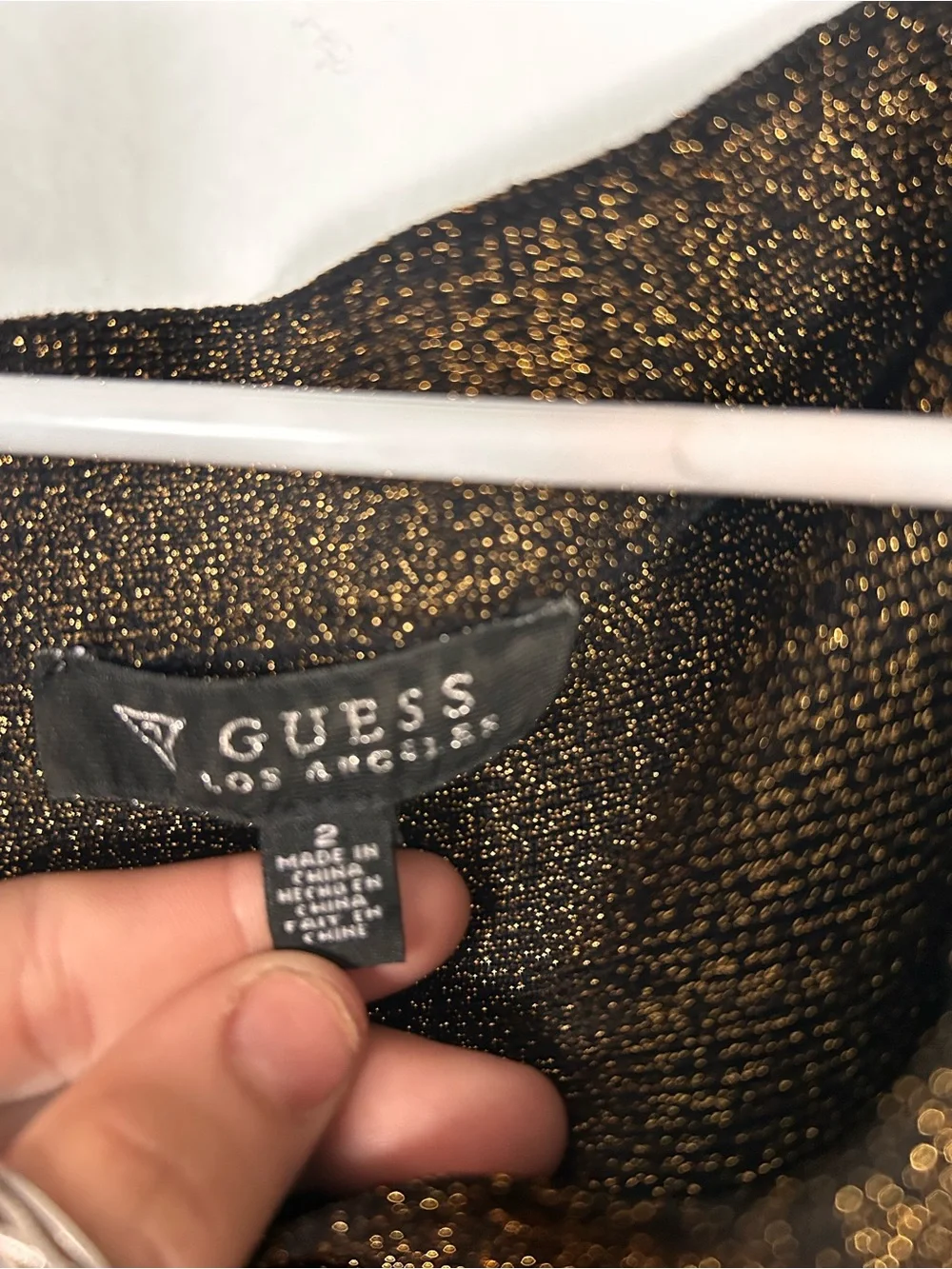 GUESS Gold Metallic Bodycon Mini Dress Size 2 Off Shoulder Party Cocktail Dre - Picture 7 of 9